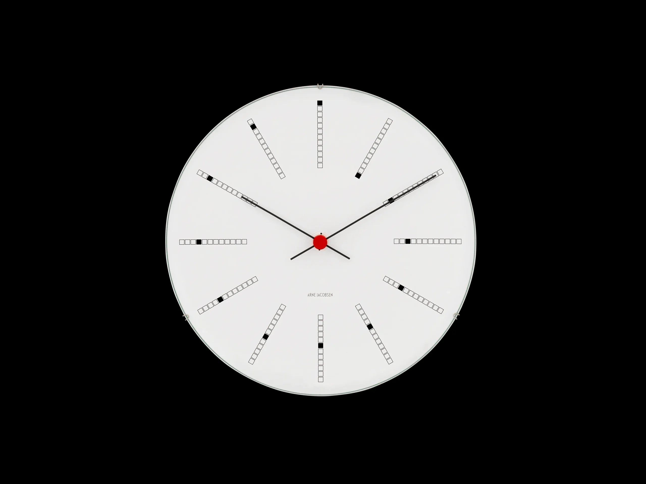 Arne Jacobsen Clocks Bankers Veggur Ø16 cm hvit/sort/rød