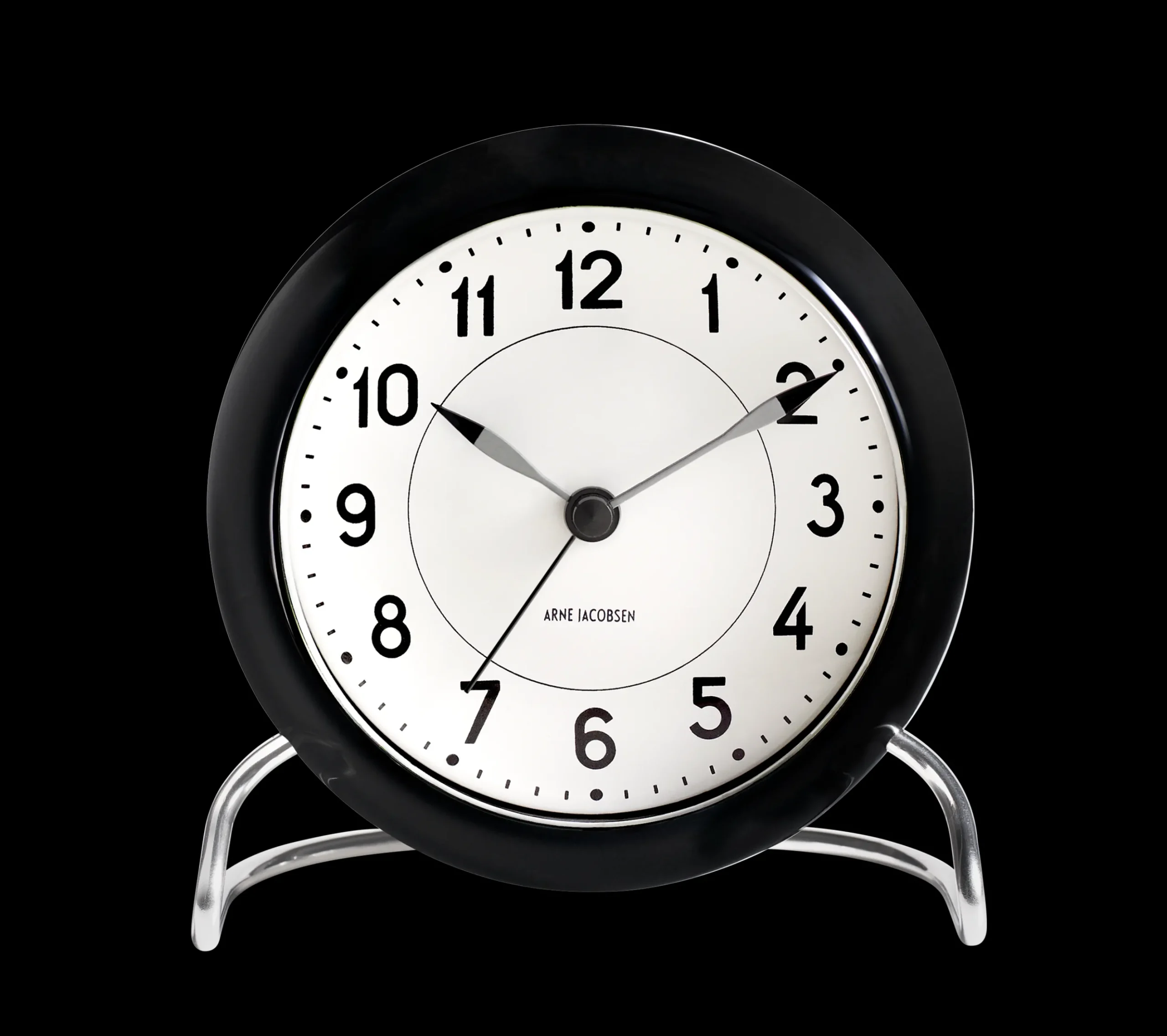 Arne Jacobsen Clocks Station Bordur Ø11 cm hvit/sort