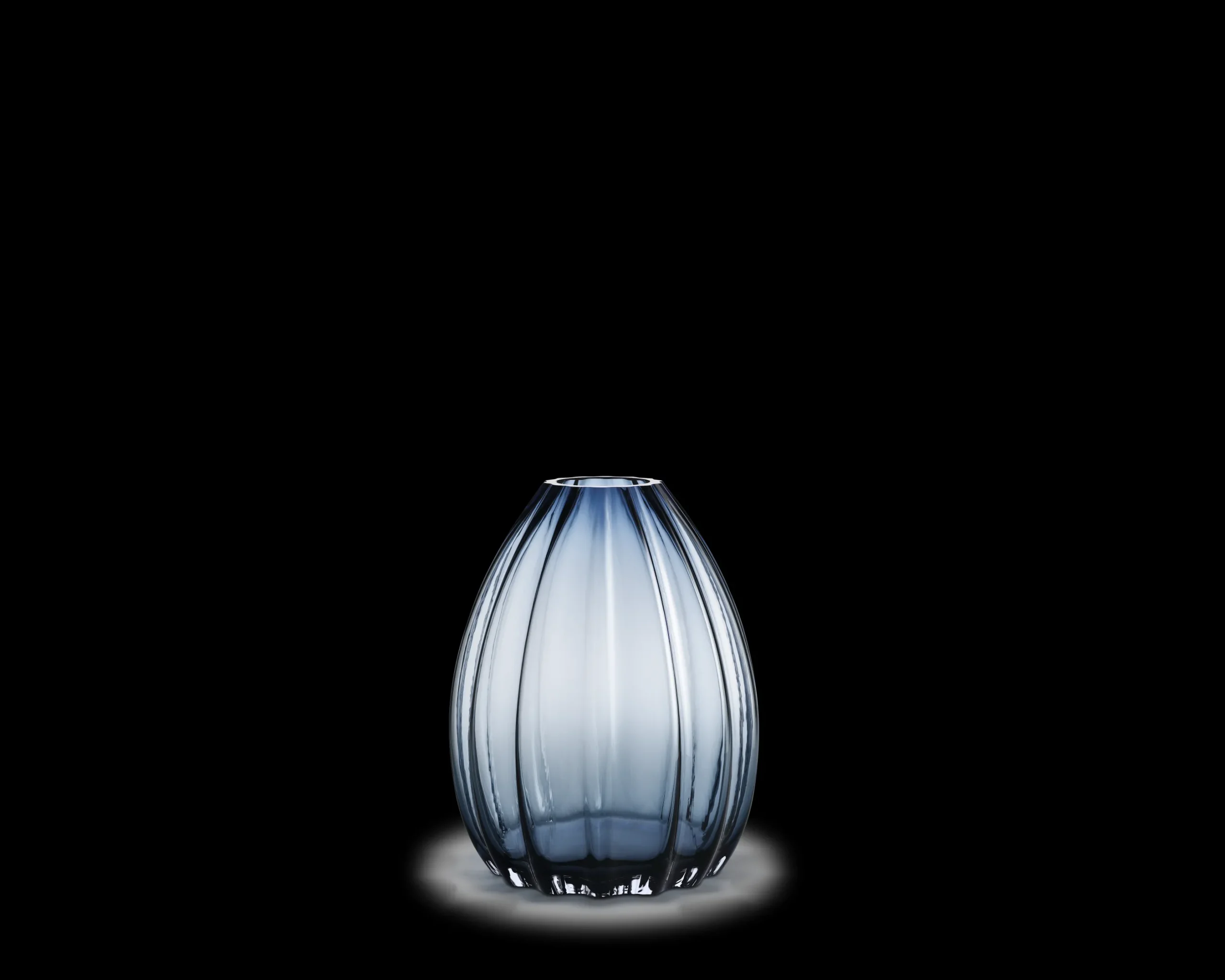 Holmegaard 2Lip Vase H34 mørk blå