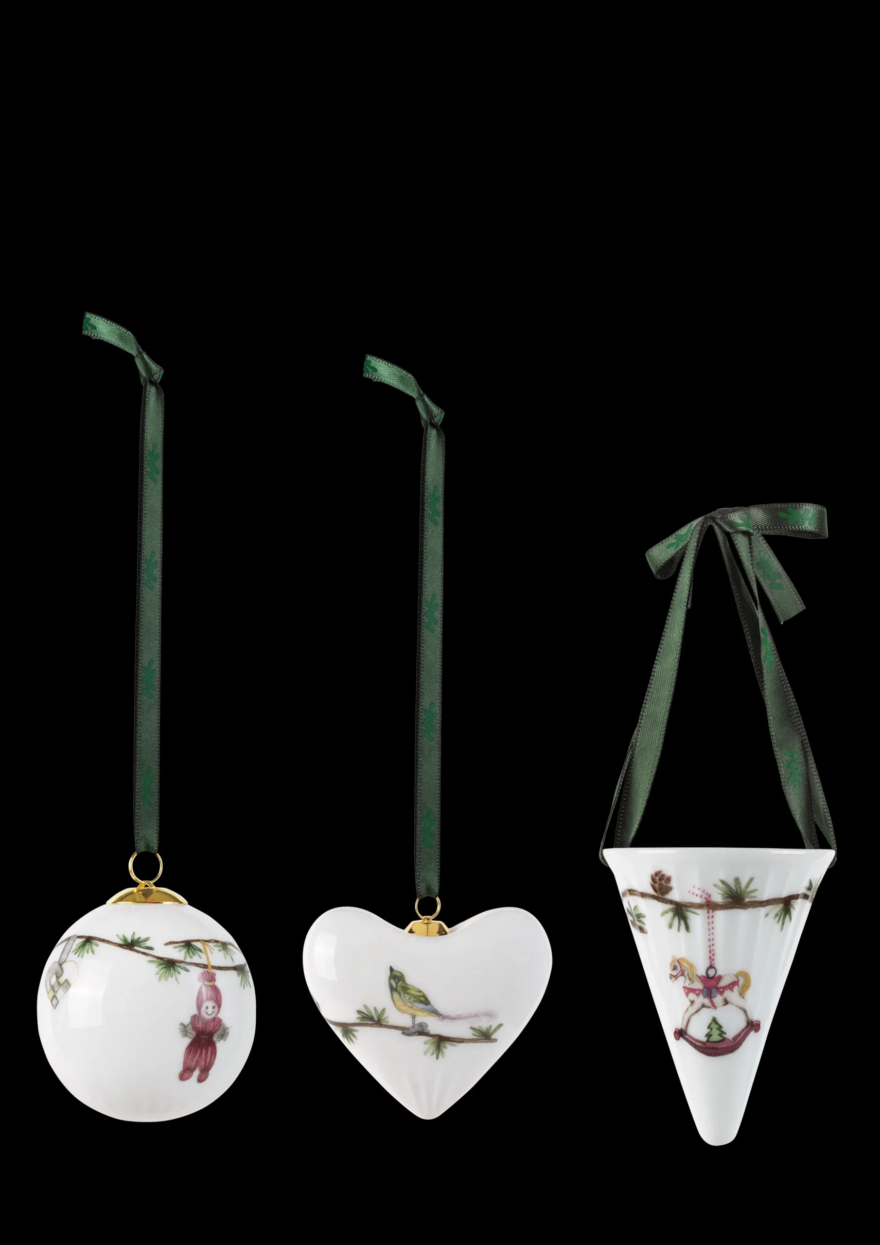 Kähler Hammershøi Christmas ornaments hvit m. deko 3 stk.